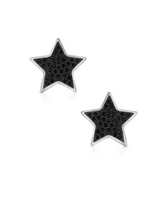 Patriotic Rock Star Sparkling Cubic Zirconia Micro Pave CZ Stud Earrings Sterling Silver