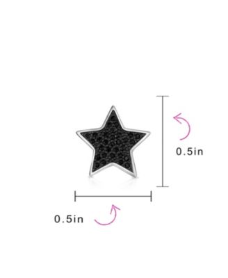 Patriotic Rock Star Sparkling Cubic Zirconia Micro Pave CZ Stud Earrings Sterling Silver