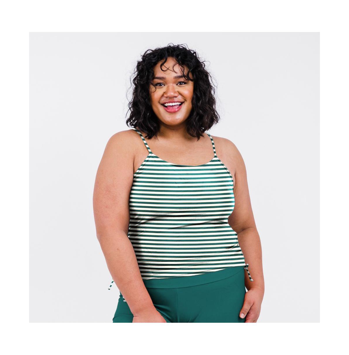 Plus Size Adjustable Strap Maya Swim Top - Dark jade bay