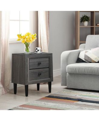 Multipurpose Retro Bedside Nightstand with 2 Drawers