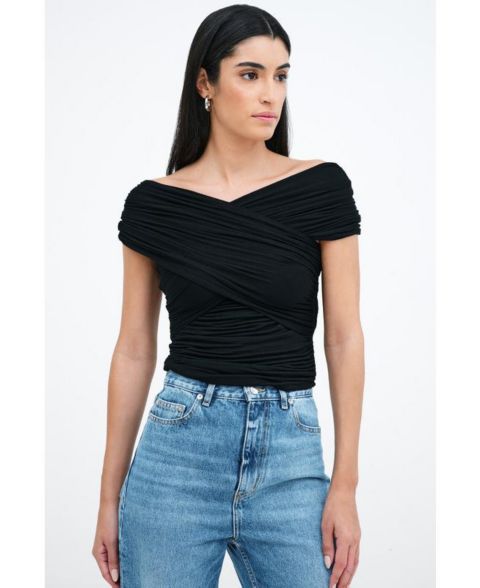 Женский топ Marcella Alyssa Sheer Jersey Convertible-Strap Fitted, цвет: Чёрный