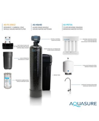 72,000 Grains Whole House Water Filtration Bundle with 75 GPD RO System, for 4-6 bathrooms 