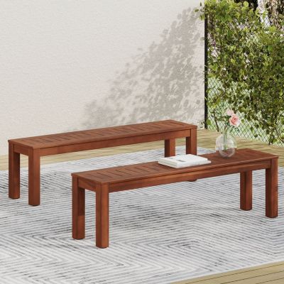 Rustic Acacia Wood Picnic Benches for Outdoor Dining and Entertaining