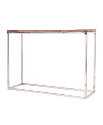 Boho Glam Console Table Handcrafted Recycled Wood & Silver Steel