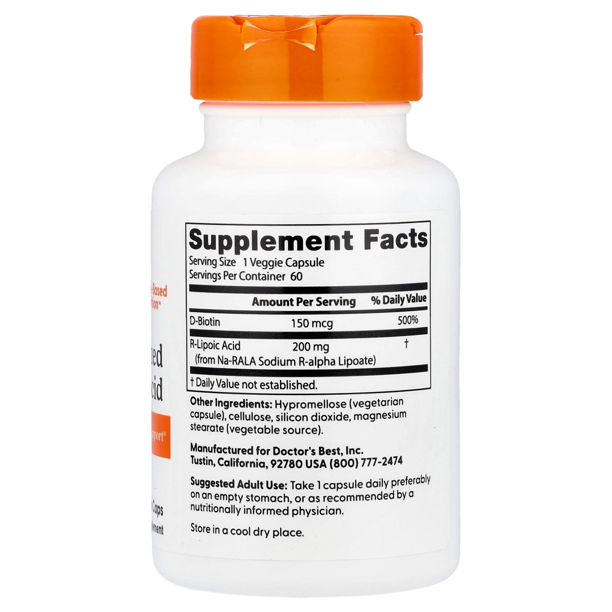 Doctor's Best Stabilized R-Lipoic Acid with BioEnhanced Na-rala 200 mg - Veggie Caps