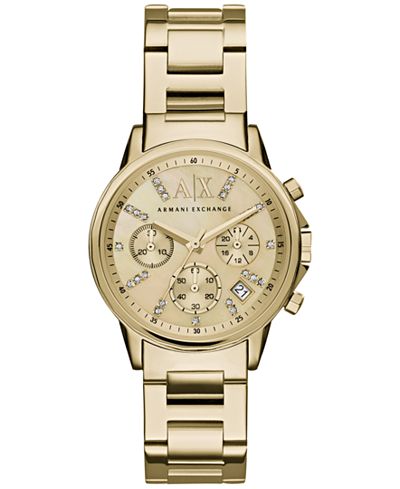 A|X Armani Exchange Women's Chronograph Gold-Tone Stainless Steel Bracelet Watch 36mm AX4327