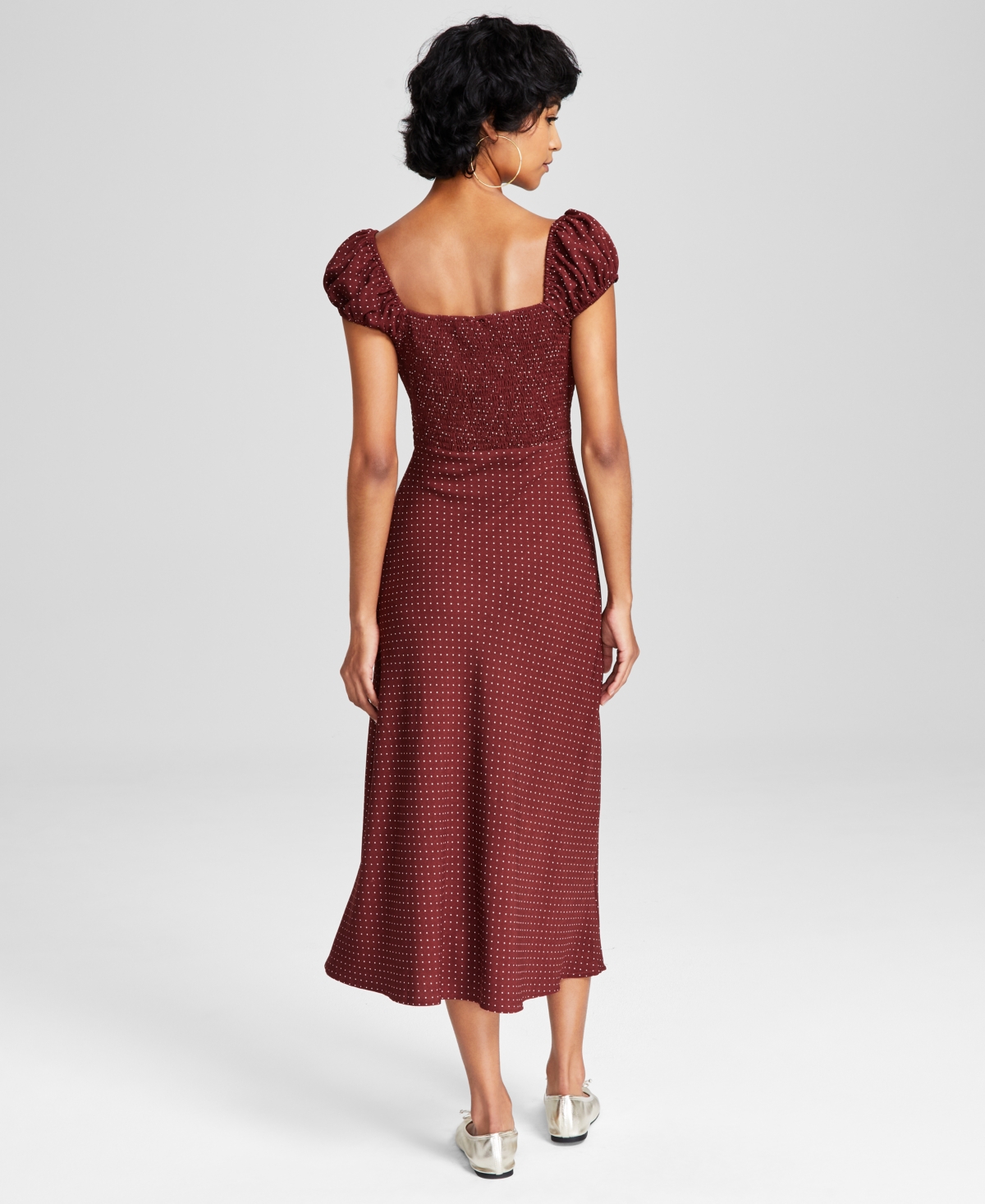 And Now This Women's Dotted Lace-Trim Cap-Sleeve Dress, Created for Macy's