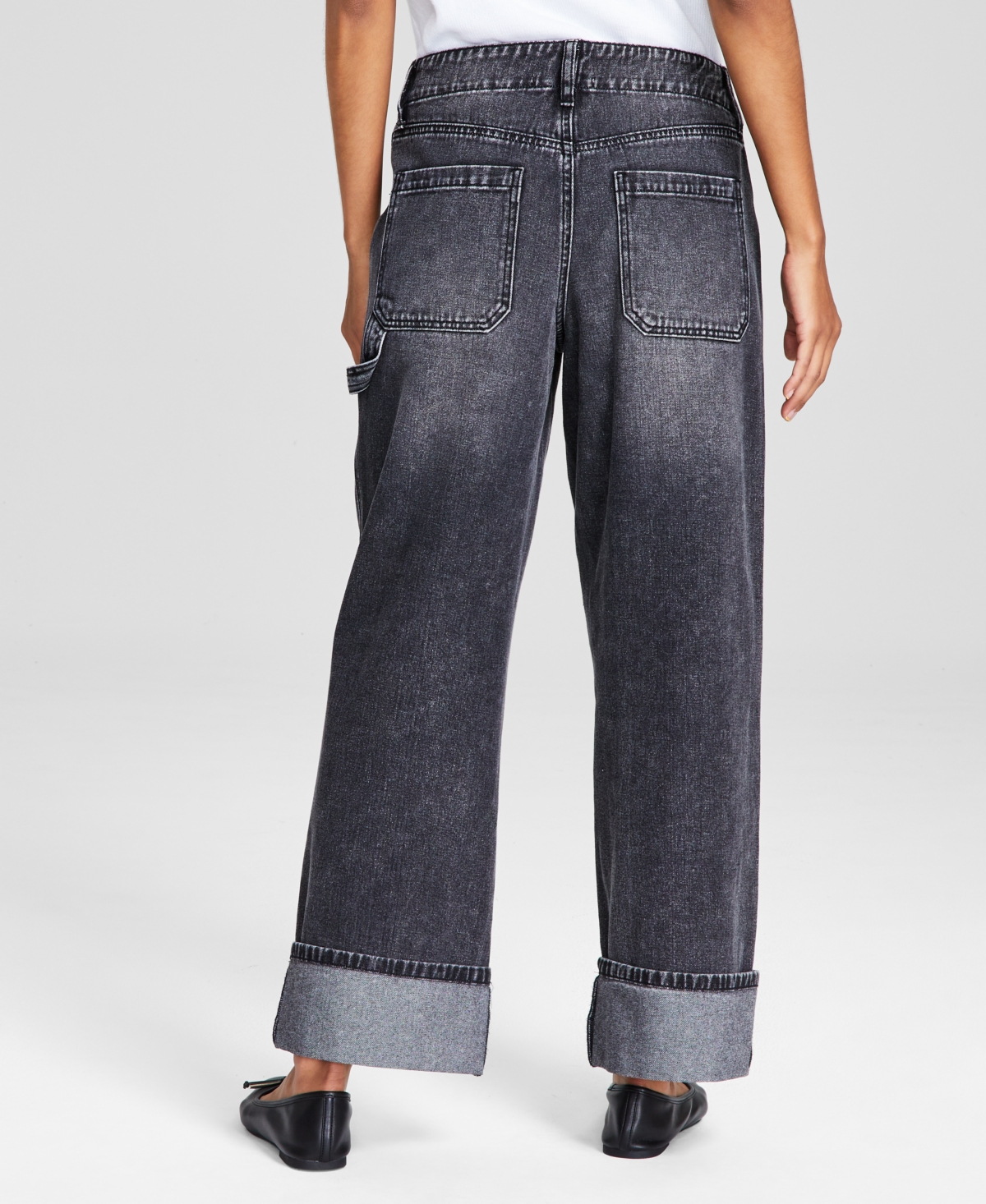 And Now This Women's Wide-Leg Utility Cuffed Jeans, Created for Macy's