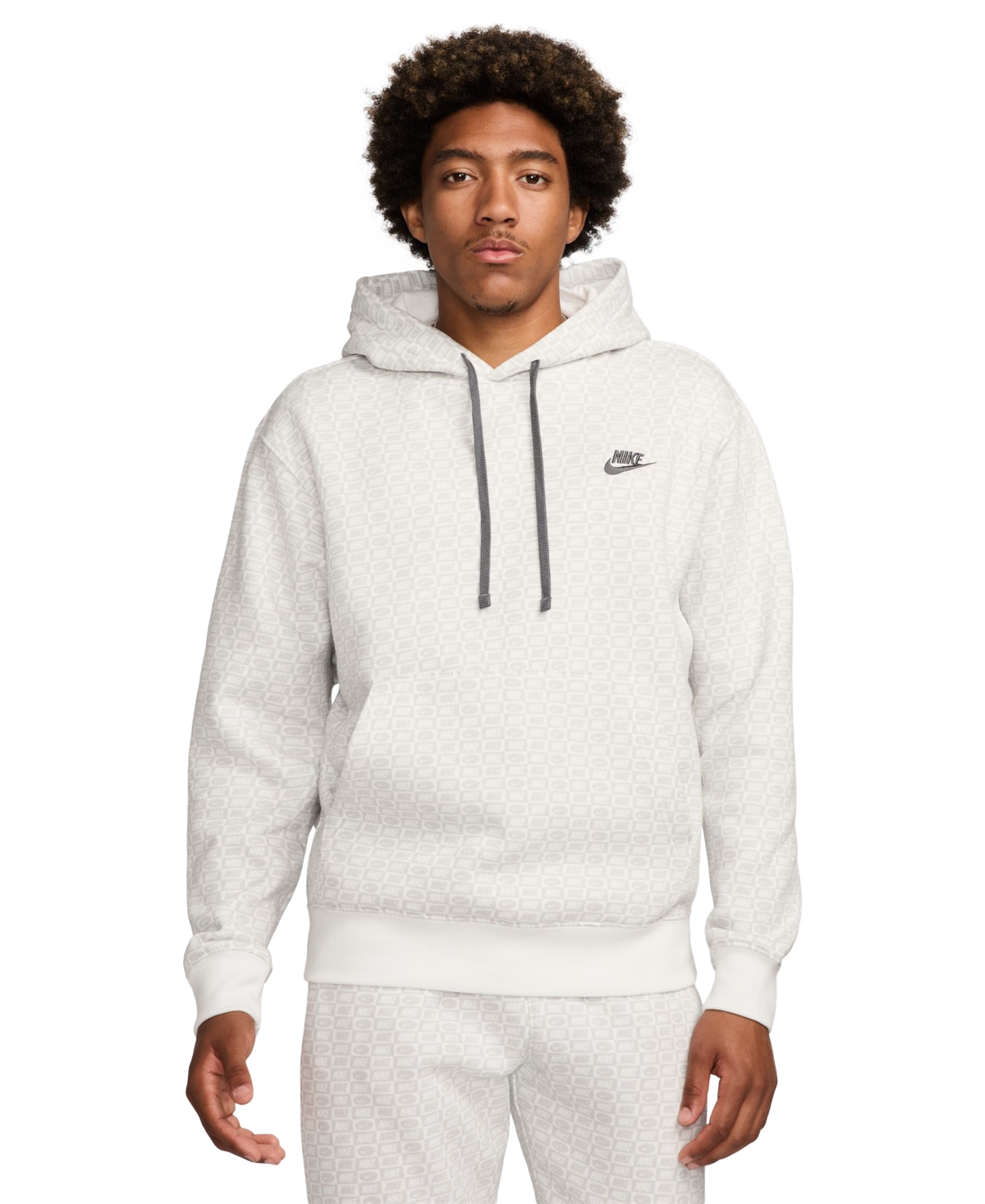Nike Men s Sportswear Club Fleece All Over Print Pullover Hoodie Smtwht d G Smart Closet