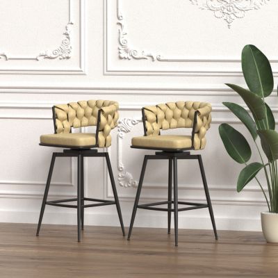 Premium Swivel Barstools with Woven Backrest
