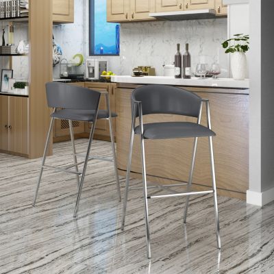 Modern 28" Mid-Century Bar Stool with Chrome A-Frame