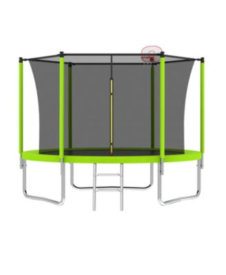 8FT Trampoline with Safety Enclosure Net, Basketball Hoop, Ladder