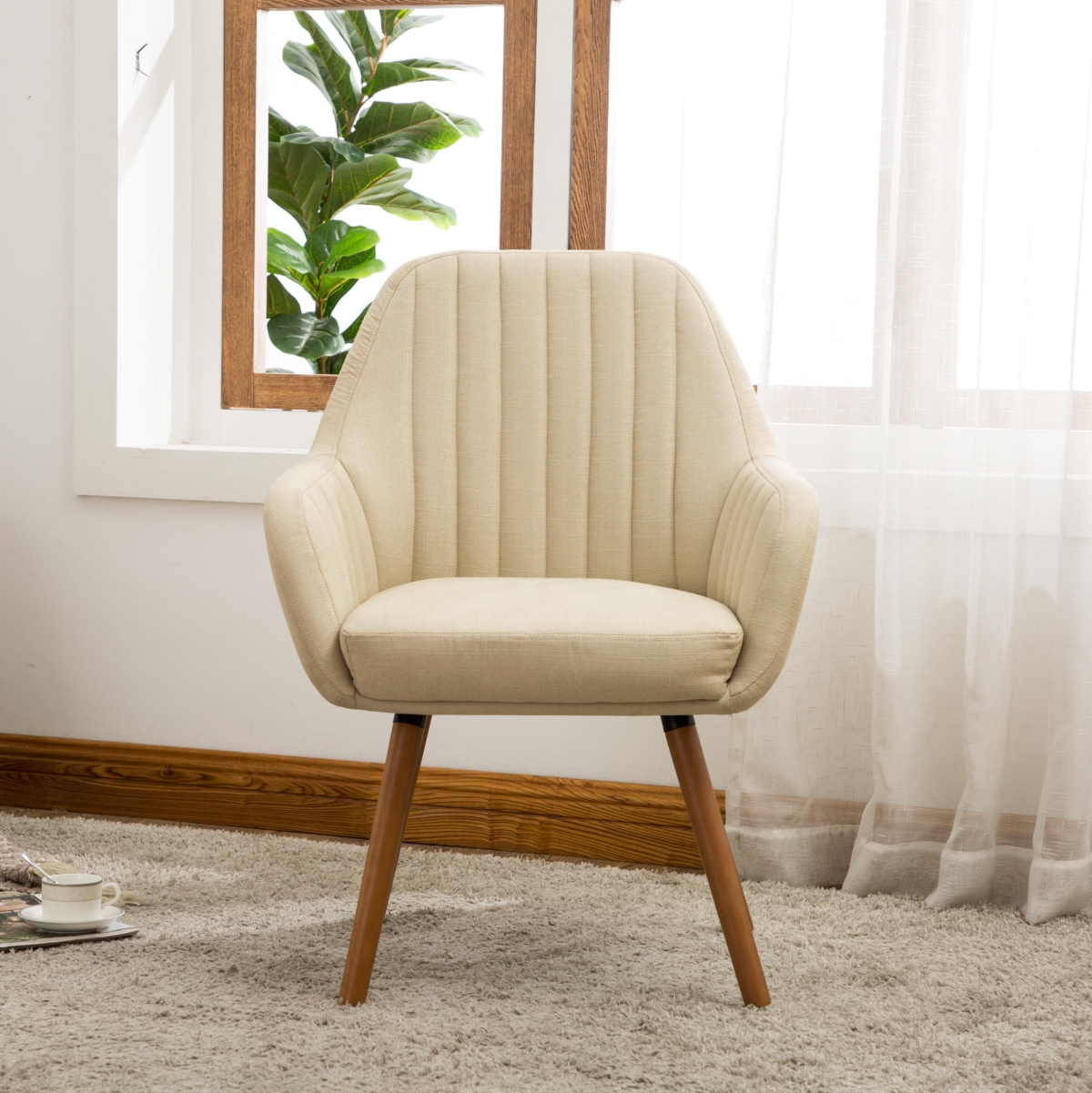 Streamdale Contemporary Fabric Accent Chair, Tan