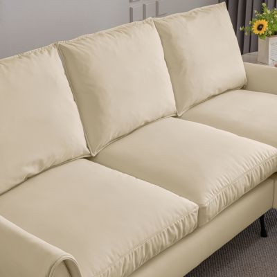 Streamdale Modern Technical Leather Sofa with Reversible Chaise Lounge