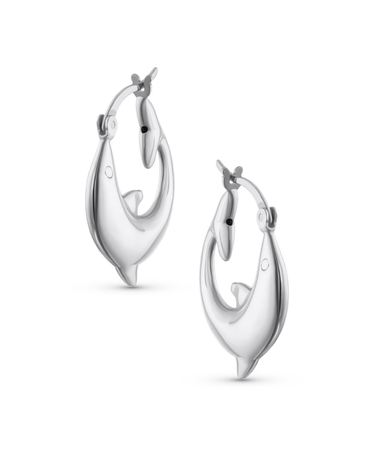Bling Jewelry Hawaiian Nautical Vacation Honeymoon Ocean Marine Life Dolphin Hoop Earrings SterlingFor Women - Silver