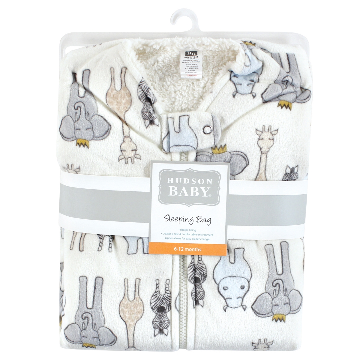 Hudson Baby Baby Boys Mink with Faux Shearling Inner Sleeping Bag, Sack, Blanket, Royal Safari