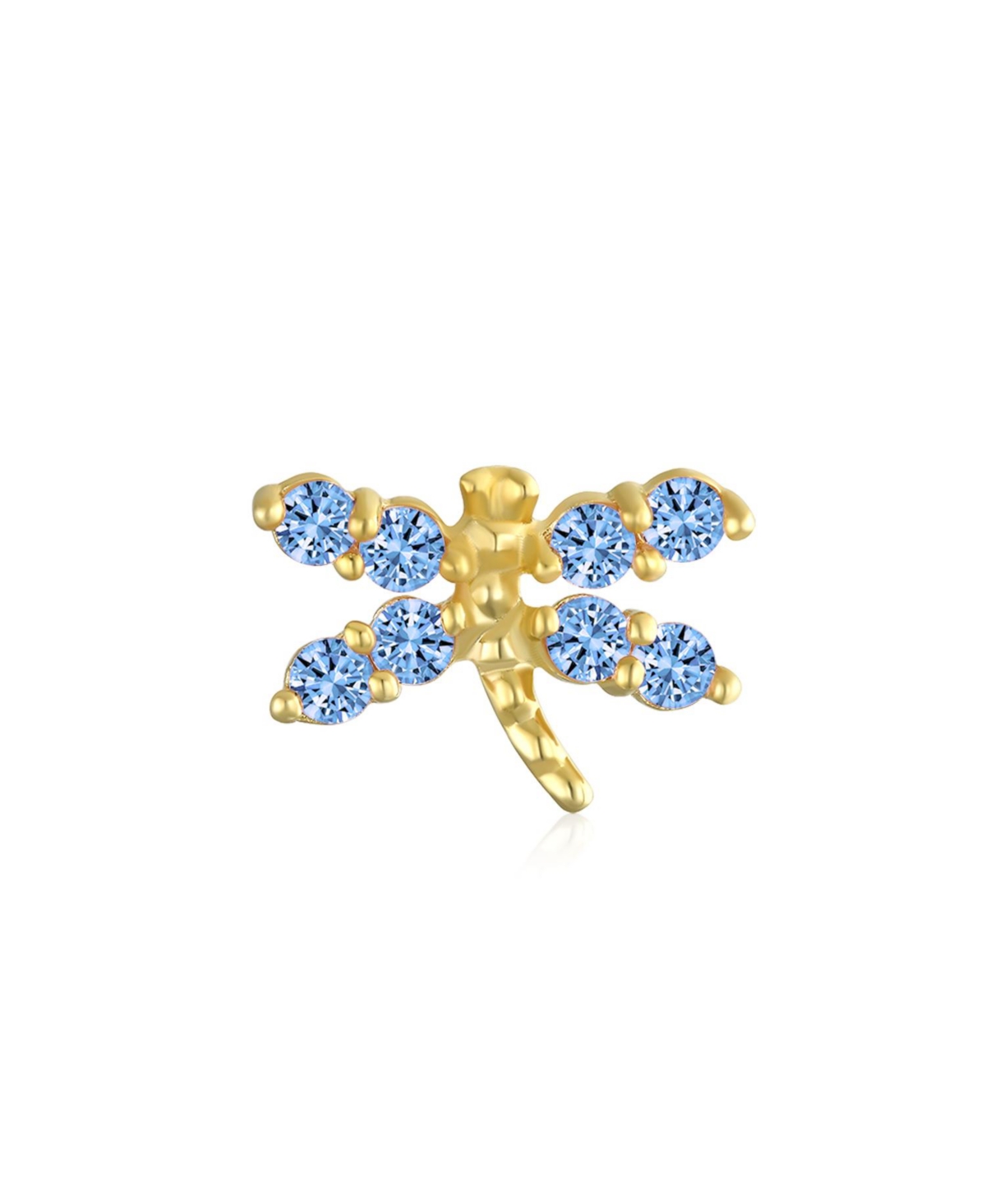 Bling Jewelry Tiny 14K Gold London Blue Helix Cartilage Ear Lobe Piercing Daith Dragonfly Firefly Butterfly 1 Piece Stud Earring For Women Screw back