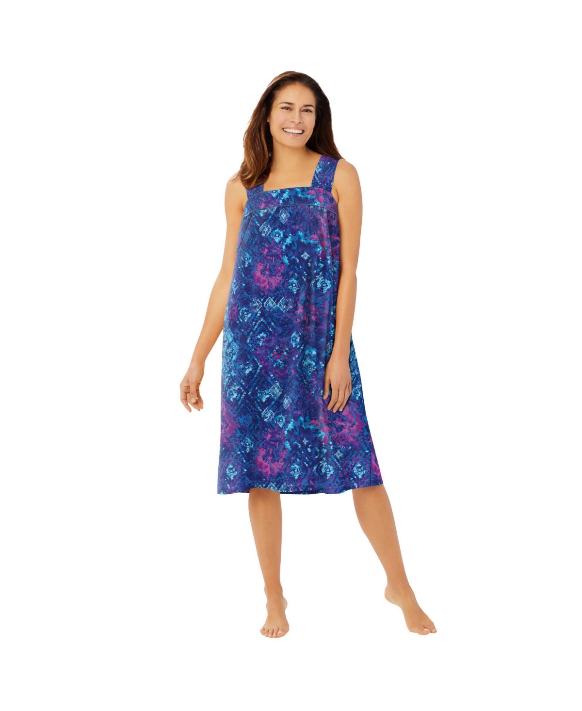 Dreams & Co. Women's Print Sleeveless Square Neck Lounger