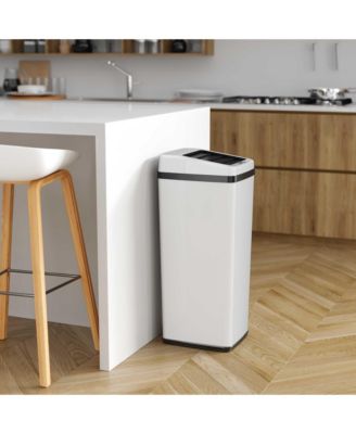 14 Gallon Stainless Steel Sliding Lid Sensor Trash Can with AbsorbX Odor Filter