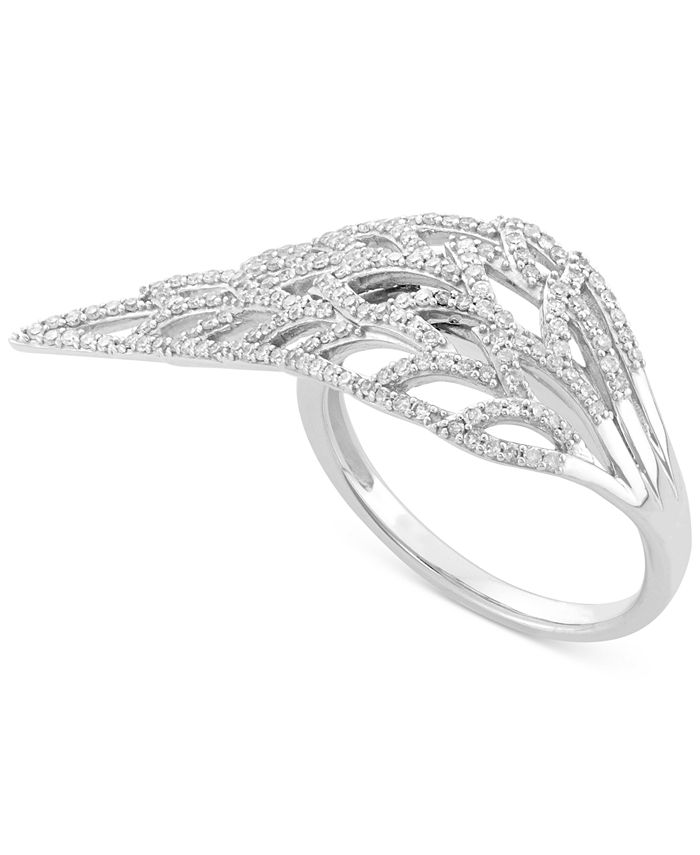 Wrapped Diamond Feather Ring 1 2 ct. t.w. in Sterling Silver