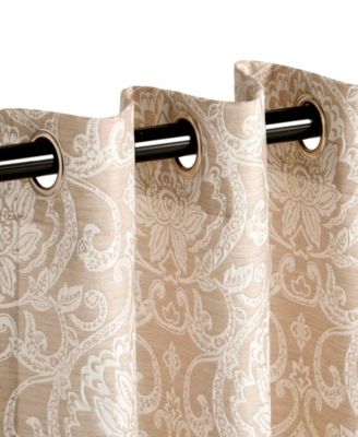 Lotus Jacquard Classic Floral Damask Window Curtain Panel Set with Grommet Header, 52 X 84