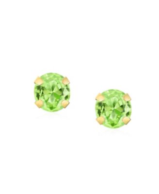 1.4CT Round Natural Peridot Stud Earrings  14K Yellow Golds 6MM