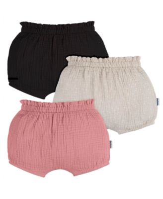 Baby Girls Gauze Bubble Shorts, 3-Pack