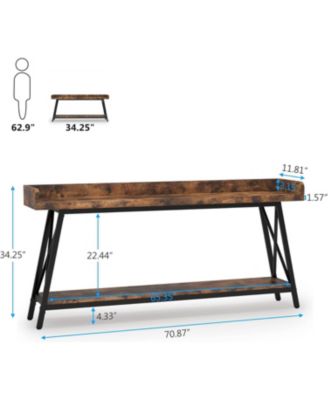 70.87 inch Extra Long Console Table Behind Couch, Rustic Industrial Sofa Table for Living Room, Narrow Entryway Hallway Long Bar Table