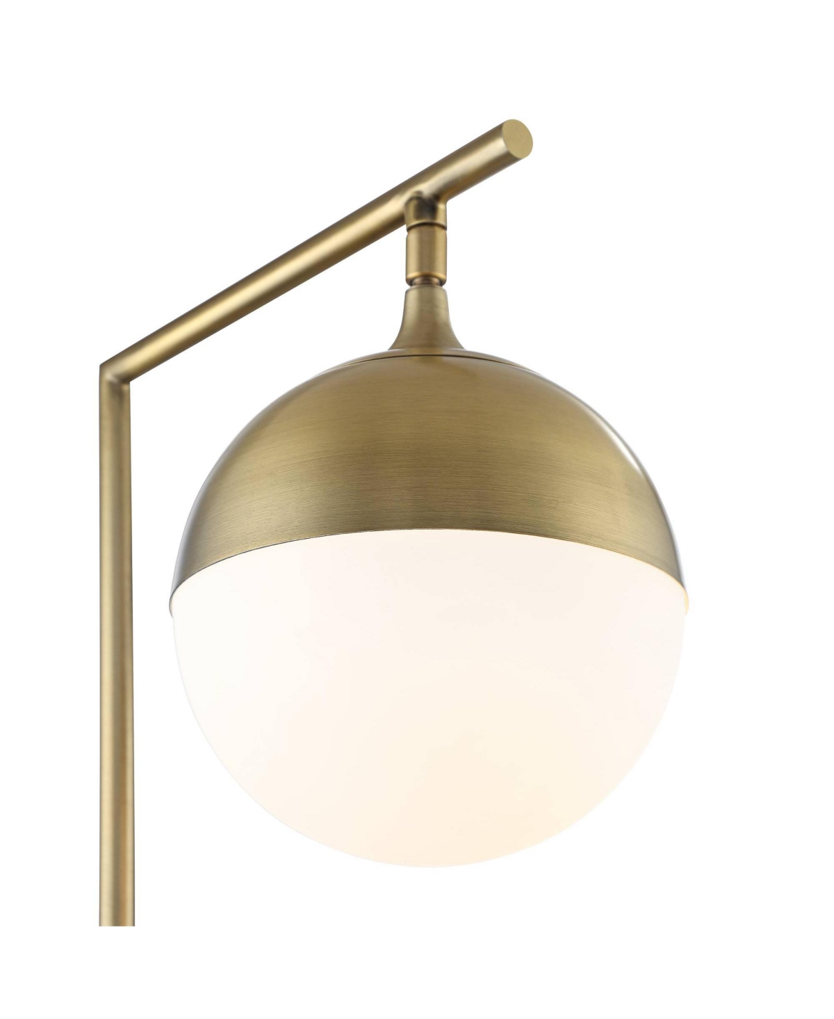 Possini Euro Design Luna Mid Century Modern Desk Table Lamp with Usb Port High Antique Brass Metal White Opal Glass Shade for Living Room Bedroo