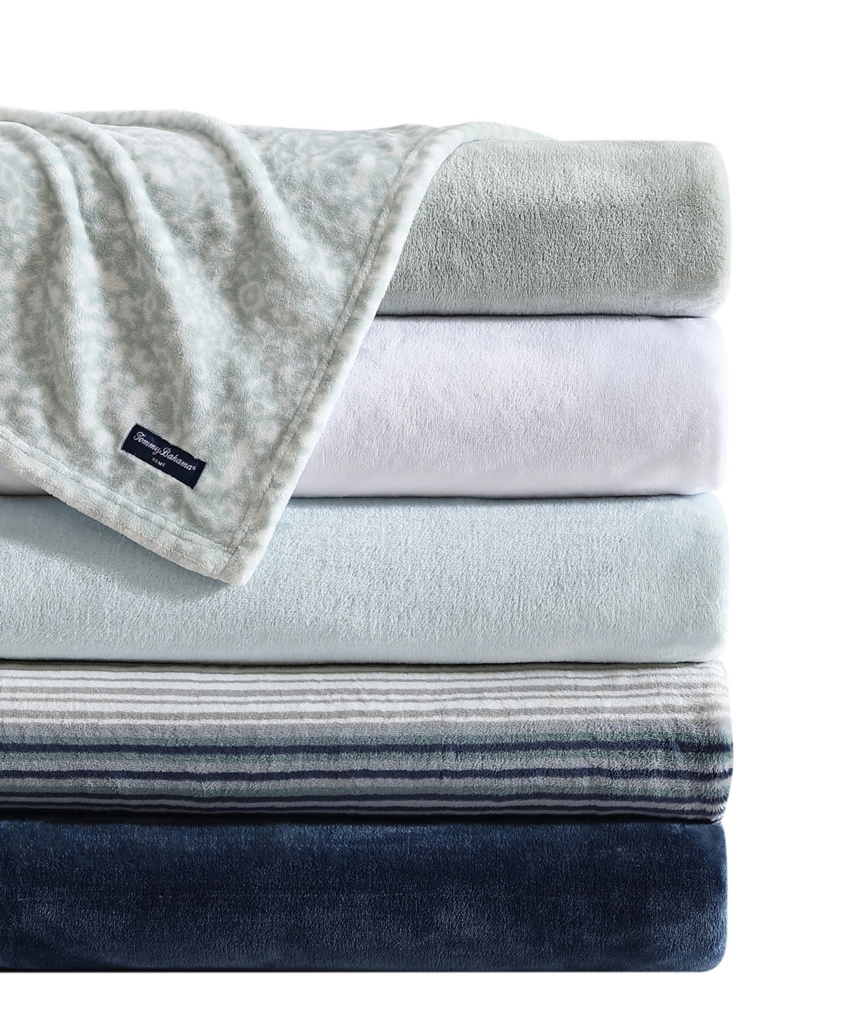 Tommy Bahama Home Solid Ultra Soft Plush Blankets In Blue Sea