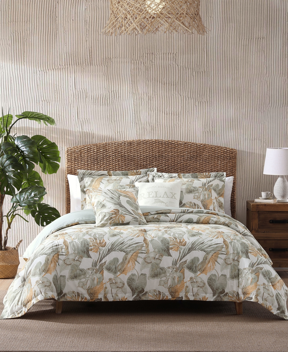 Tommy Bahama Home Raw Coast 5 Piece Comforter Set, King In Green,gold