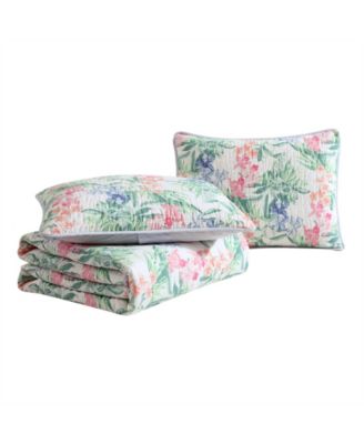 CLOSEOUT! Island Orchid Reversible 3 Piece Quilt Set, King