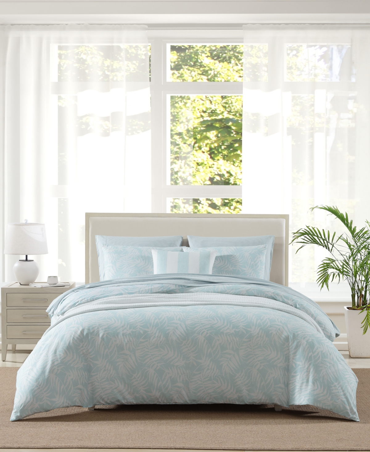 Tommy Bahama Home Art Of Palms Reversible 3 Piece Comforter Set, Full/queen In Blue Lagoon