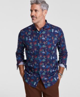 Club Room - Men's Tree-Pattern Cotton Shirt