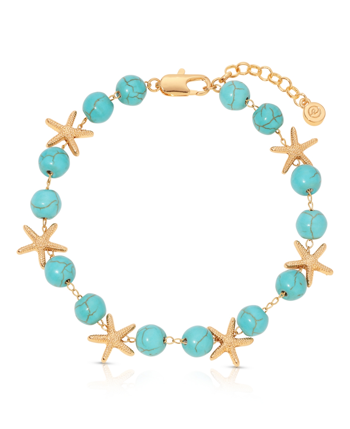 Starfish and Turquoise Linked Anklet - Turquoise