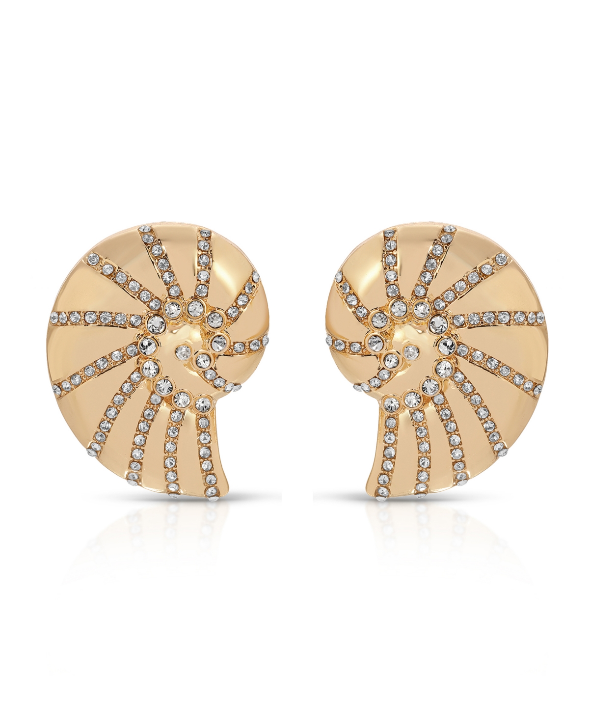 Studded Shell Statement Earrings - Gold