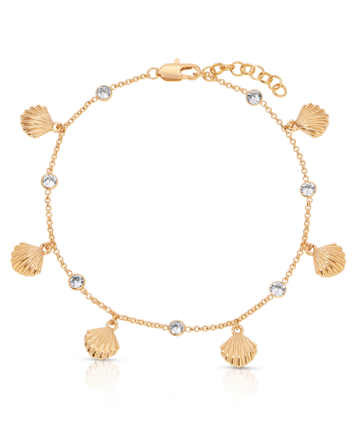 18k Gold Plated Scallop Shell Charm Anklet - Gold