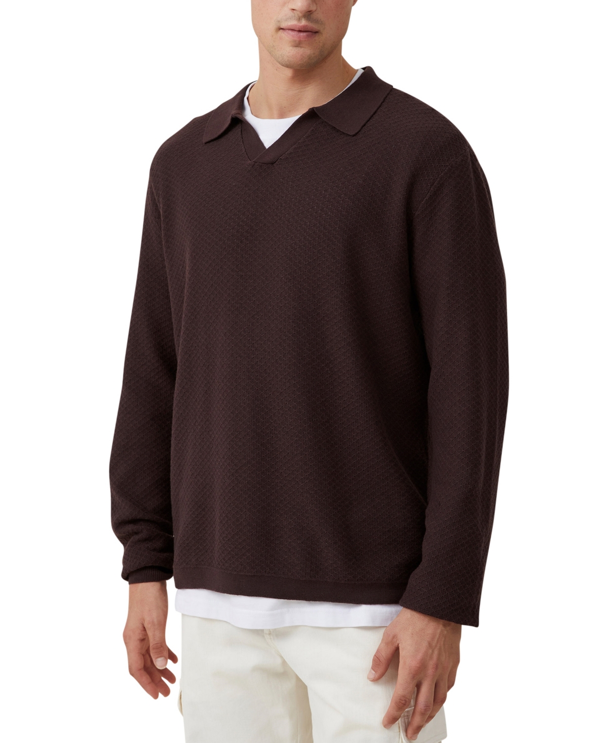 COTTON ON MEN'S JIMMY LONG SLEEVE POLO 