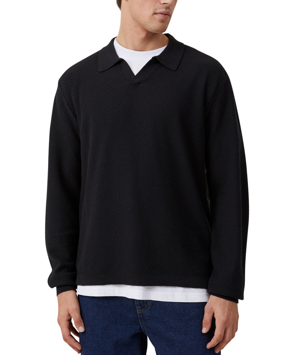 COTTON ON MEN'S JIMMY LONG SLEEVE POLO 