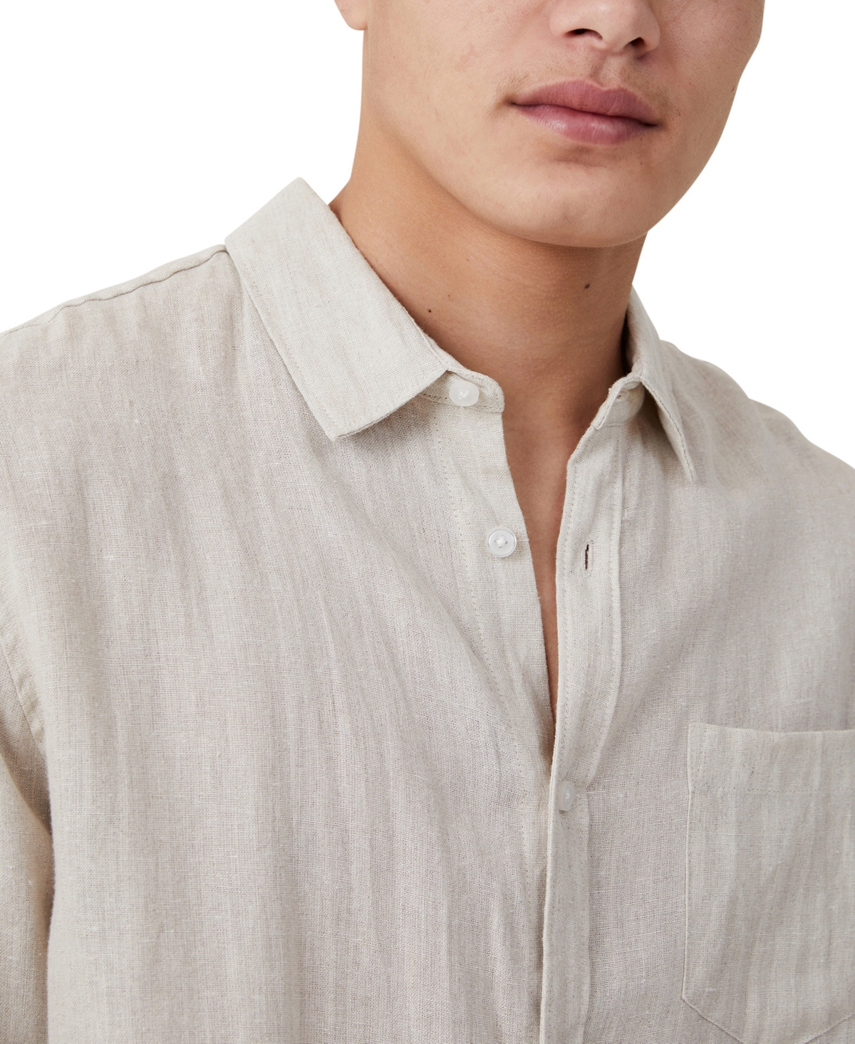 Shop Cotton On Men's Linen Long Sleeve Shirt In Beige