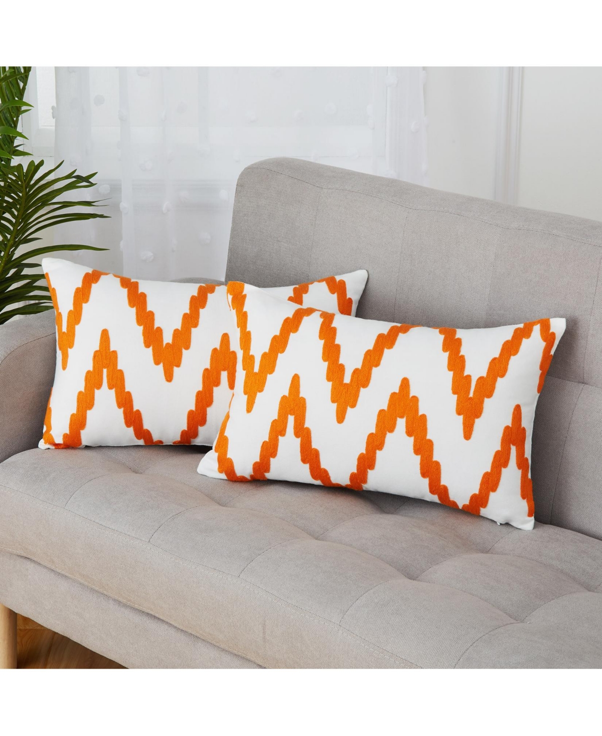 Caromio 2Pcs Chevron Embroidered Decorative Throw Pillow Covers 12