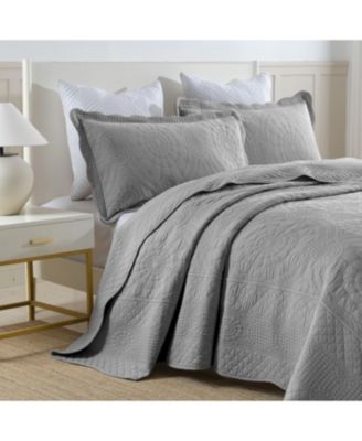 3 PCS 100% Cotton Oversized Bedspread Quilt Set Embroidery TF -King