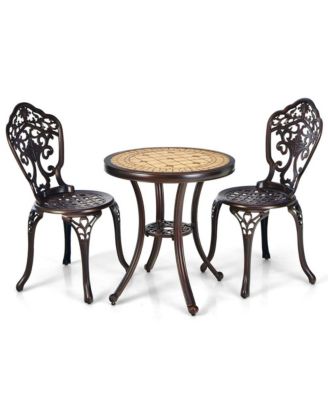 3-Piece All-Weather Cast Aluminum Patio Bistro Set-Copper