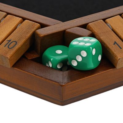 6 Player 14 in. Shut The Box Board Game, Walnut Stained Wood