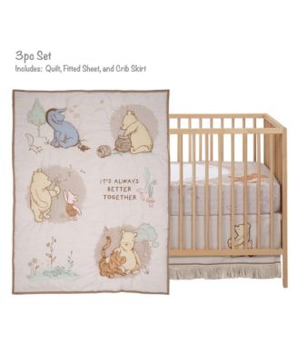 Disney Baby Pooh Bear & Pals Cotton 3Piece Nursery Crib Bedding Set