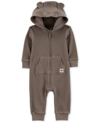 Carter's - Baby Boy Eared & Hooded Zipper Jumpsuit