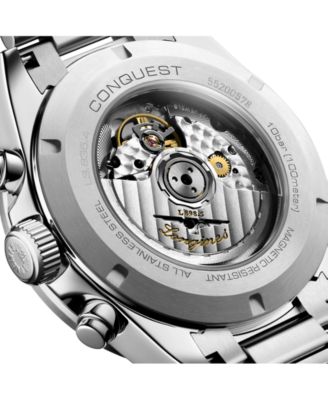 Men's Swiss Automatic Chronograph Conquest Stainless Steel Bracelet Watch 42mm