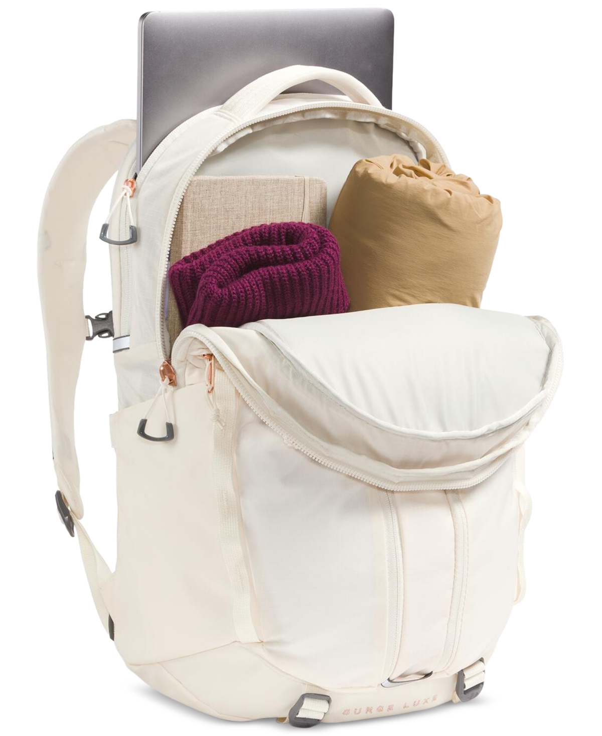 The North Face Women's Surge Luxe Metallic-accent Backpack In Gardenia White