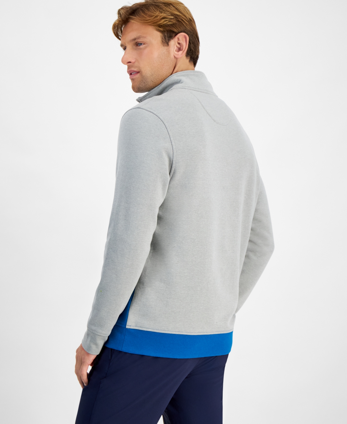 Club Room Men's Quarter-Zip Colorblocked Fleece Sweater, Created for Macy's