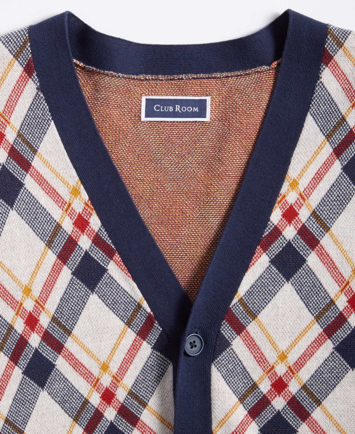 Club Room Men's Bright Plaid V-Neck Cardigan Sweater, Created for Macy's